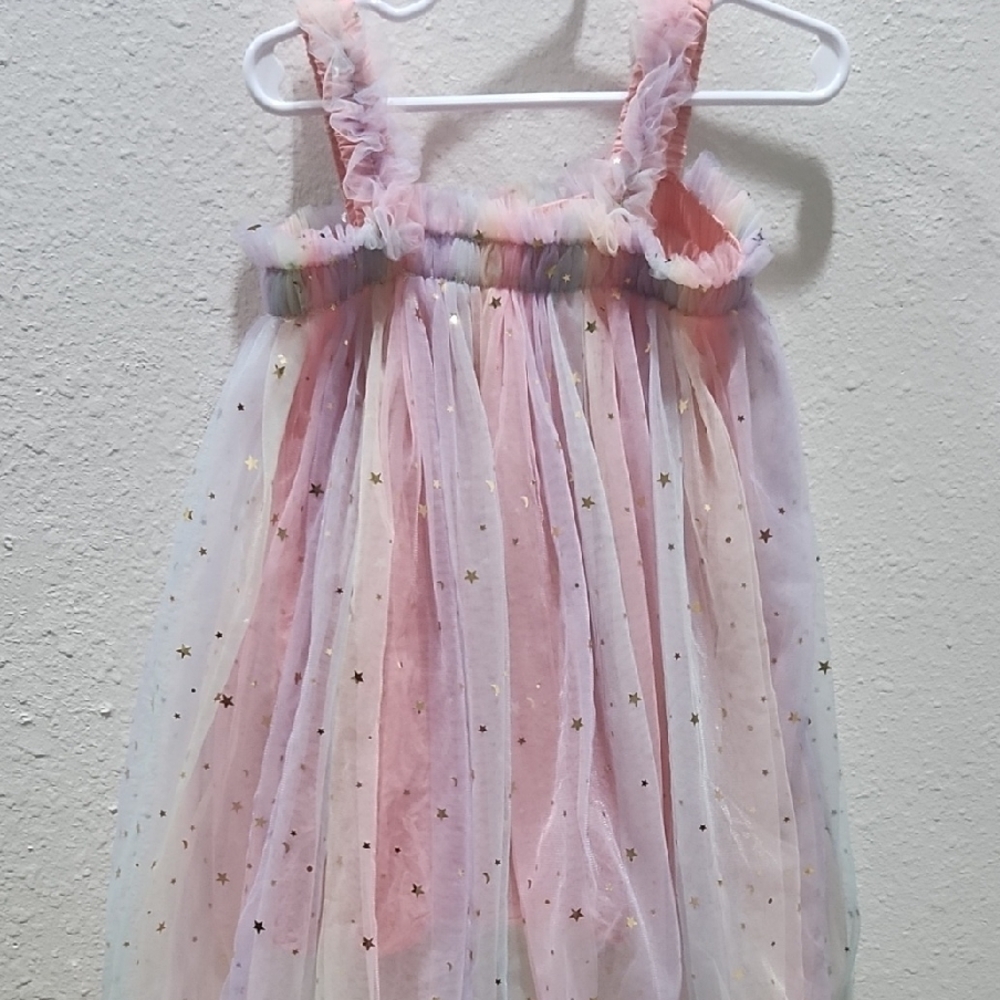 Pastel Rainbow Tulle Dress with Stars